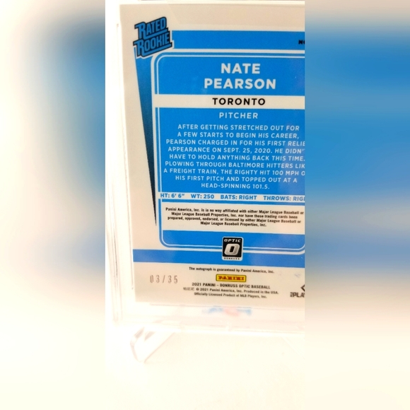 2021 Donruss Optic Nate Pearson RC Auto RR Teal Velocity/35 #RRSNP- PSA 10 - Picture 3 of 3